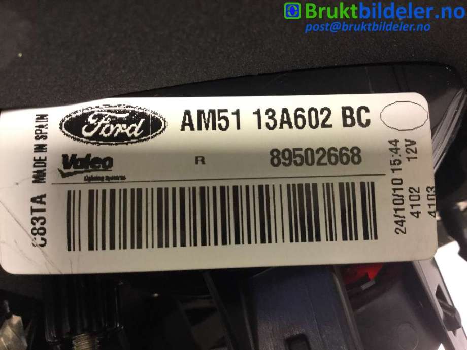 Baklykt høyre indre til Ford C-Max 2010-2015 (Type II, Fase 1)  (FORD|AM51 13A602 BC|89502668|)