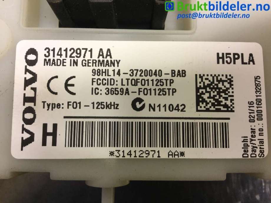 Styreenhet comfort (BCM) til Volvo V70 2014-2016 (Type III, Fase 2)  (VOLVO|31412971 AA|)
