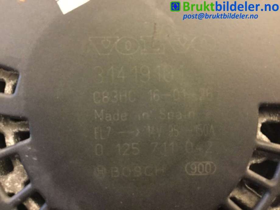 Dynamo til Volvo V70 2014-2016 (Type III, Fase 2)  (VOLVO|31419104|0 125 711 042|)