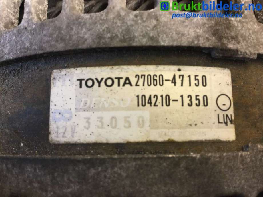 Dynamo til Toyota Verso-S 2011-2015 (COMBI) (COMBI) (TOYOTA|27060-47150|104210-1350|)
