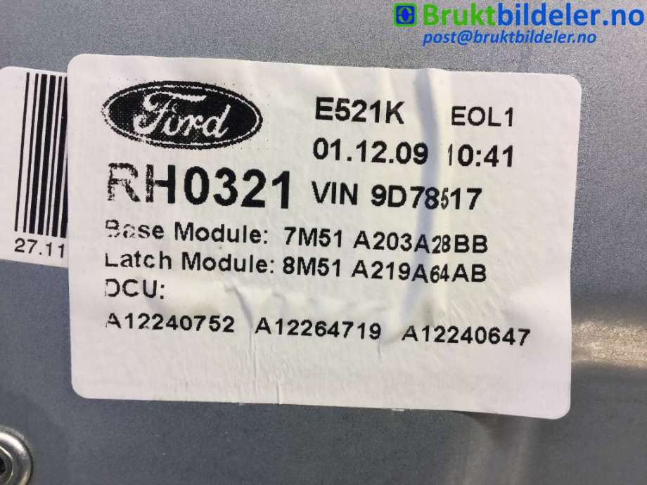 Ruteheis til Ford Focus 2008-2010 (Type II, Fase 2) (FORD|7M51-A203A28-BB||8M51-A219A64-AB)