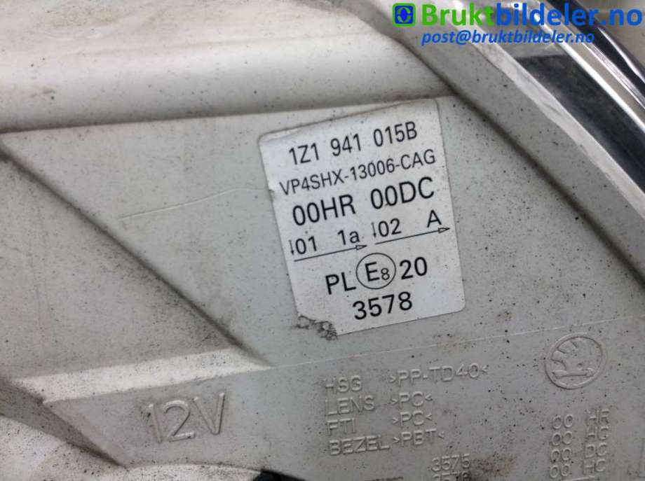 Frontlykt venstre xenon til Škoda Octavia 2005-2008 (Type II, Fase 1)  (SKODA|1Z1 941 015 B|)