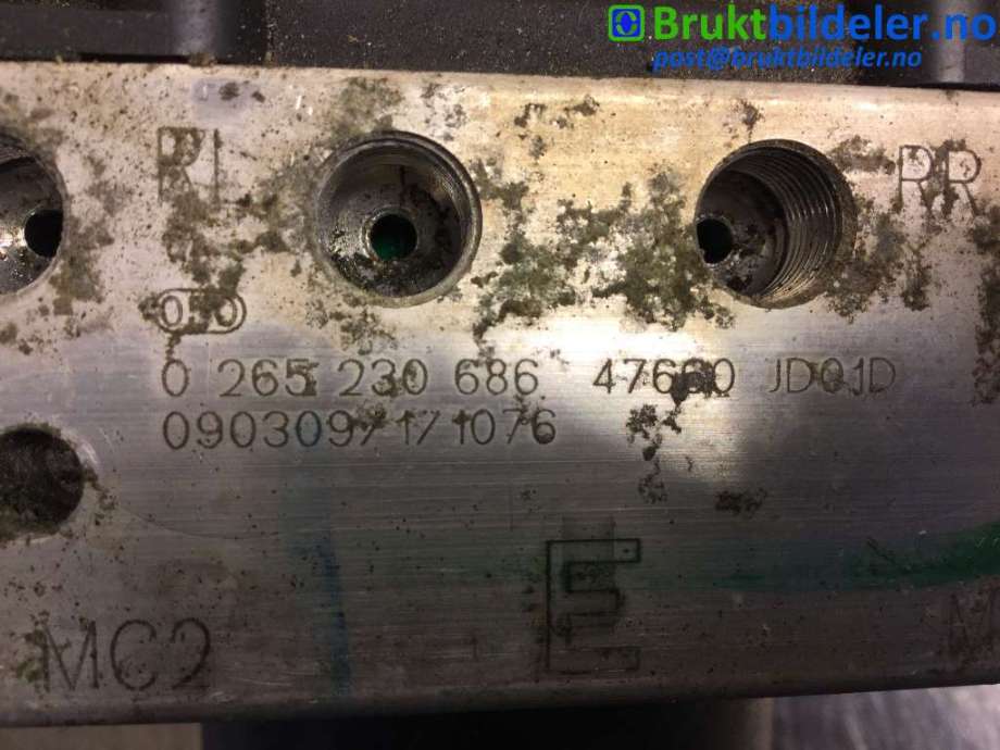 ABS sentral til Nissan Qashqai 2007-2010 (Type I, Fase 1) (NISSAN|47660 JD01D|0 265 230 686|0 265 951 223)