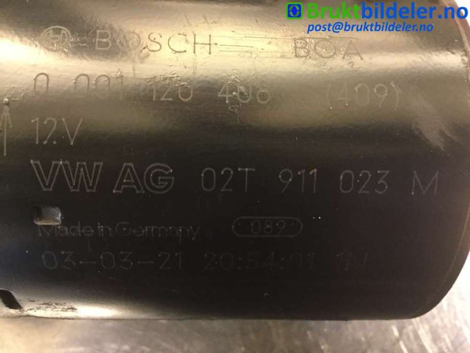 Starter til Audi A3 2003-2008 (Type II, Fase 1) (AUDI|02T911023M|0 001 120 408|)