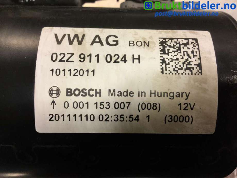 Starter diesel til VW Touran 2010-2015 (Type I, Fase 3)  (VOLKSWAGEN|02Z 911 024 H|0 001 153 007|)