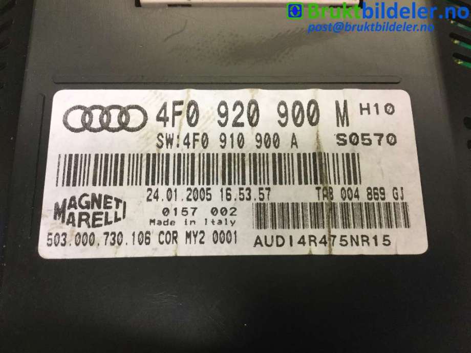 Instrumentpanel til Audi A6 2005-2008 (Type III, Fase 1) (C6) (C6) (AUDI|4F0 920 900 M||4F0 910 900 A)