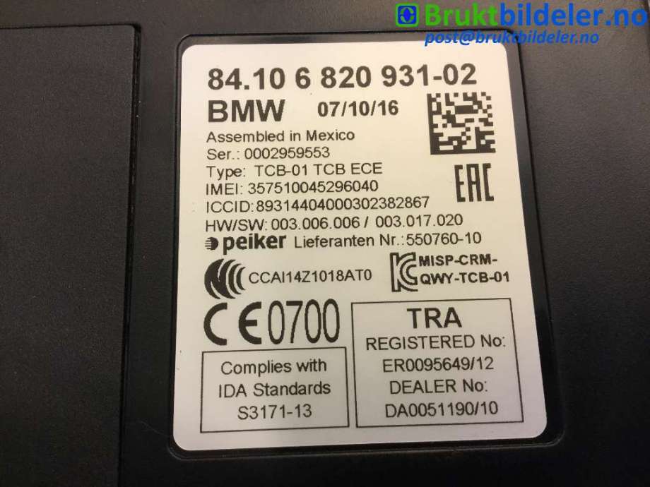 Bilstereo diverse til BMW i3 2013-2022  (BMW|84 10 6 820 931-02|)