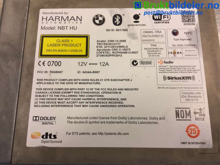 Bilstereo til BMW i3 2013-2022  (BMW|6 826 768||6512 CI6 826 768)