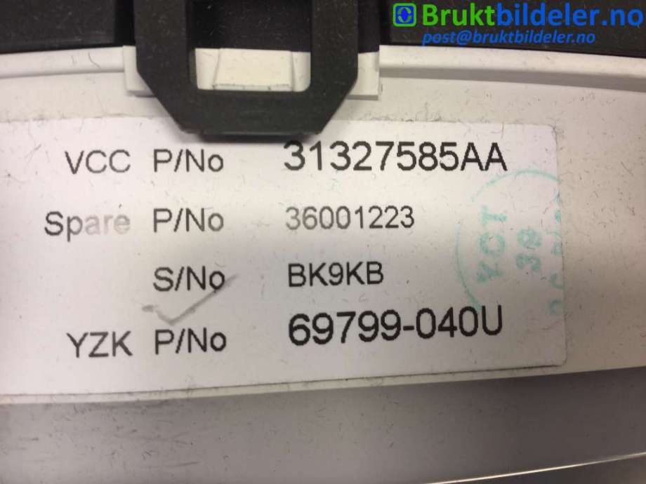 Instrumentpanel til Volvo V60 2010-2013 (Type I, Fase 1)  (VOLVO|31327585 AA|69799-040U|)