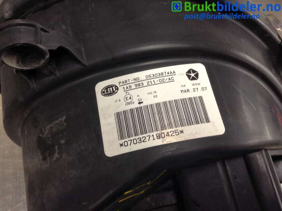 Frontlykt høyre halogen til Jeep Compass 2007-2009 (Type I, Fase 1)  (JEEP|053 038 74 AA|1A9 983 211-02/AC|)