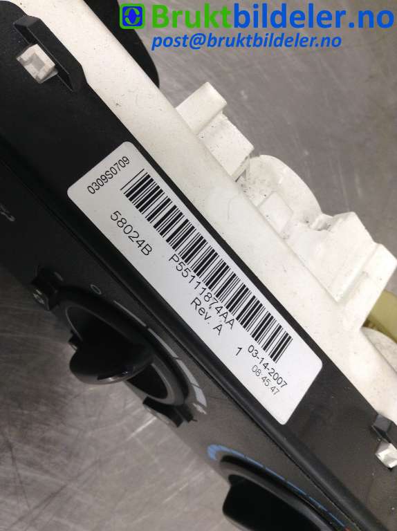 Varmeapparat betjening til Jeep Compass 2007-2009 (Type I, Fase 1)  (JEEP|P55111874AA|)