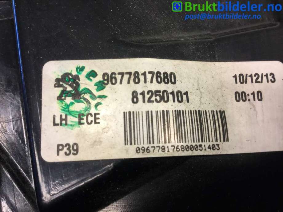 Baklykt venstre til Peugeot 308 2013-2021 (Type II)  (PEUGEOT|96 778 176 80|81250101|)