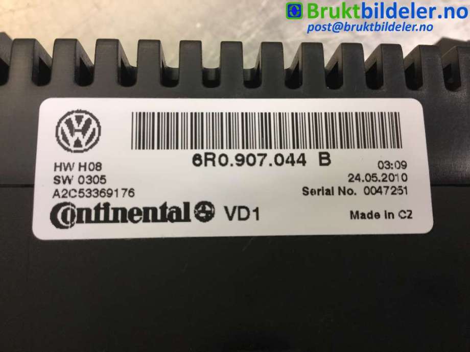 Varmeapparat betjening til VW Polo 2009-2014 (Type V, Fase 1)  (VOLKSWAGEN|6R0.907.044 B|A2C53369176|)