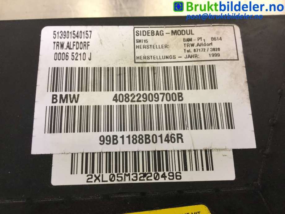 Airbag sidepute venstre til BMW 7-Serie 1993-2001 (E38) (E38) (BMW|72 12 7 035 787|40822909700B|)