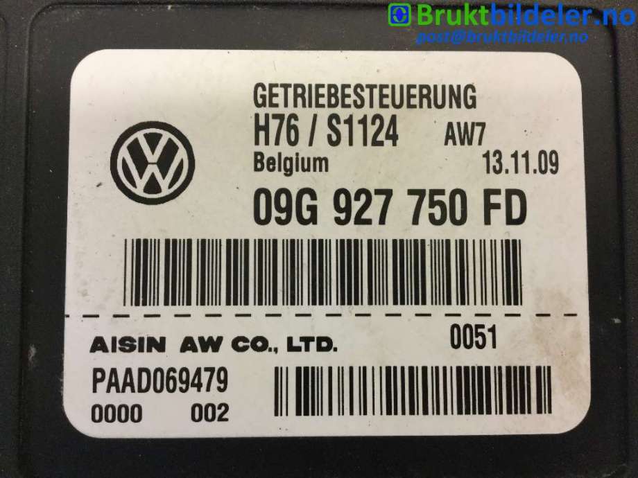 Styreenhet girkasse til VW Tiguan 2007-2011 (Type I, Fase 1)  (VOLKSWAGEN|09G 927 750 FD|)