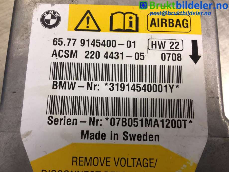 Airbag elektronikk til BMW 5-Serie 2003-2010 (E60/E61) (E60/E61) (BMW|6577 9 145 400|220 4431-05|)