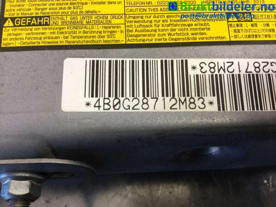 Airbag passasjer til Toyota Prius +7 2012-2020 (Type III) (stasjonsvogn) (stasjonsvogn) (TOYOTA||4B028712M83)
