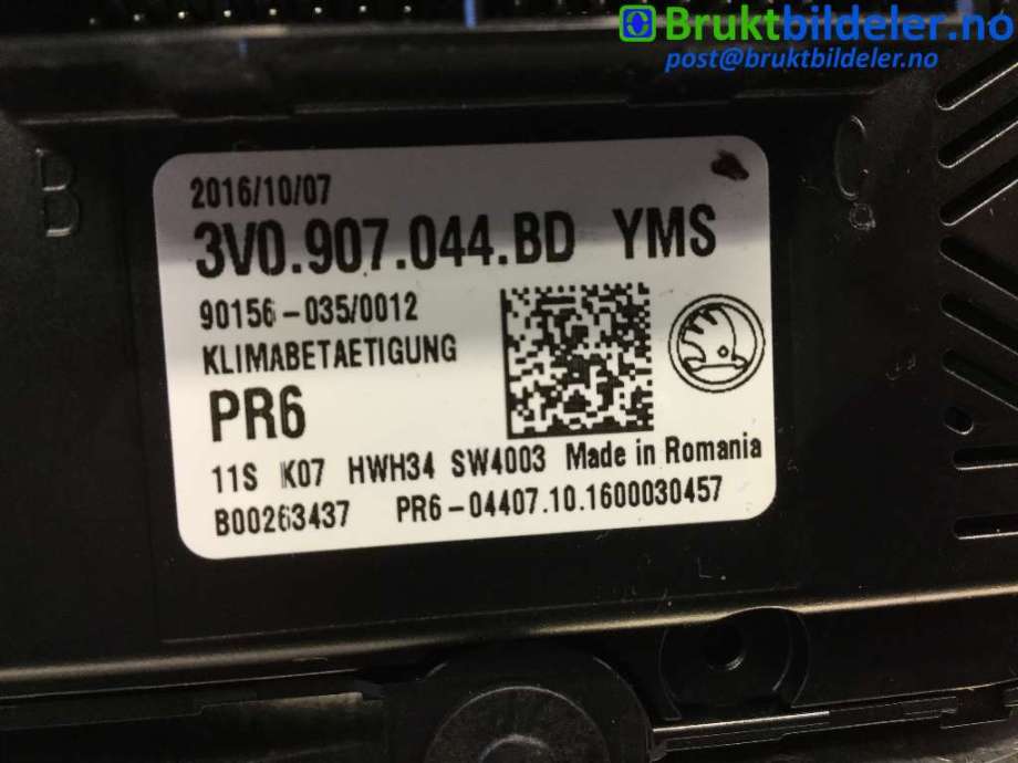 Varmeapparat betjening til Škoda Superb 2015-->> (Type III) (SKODA|3V0 907 044 BD|)