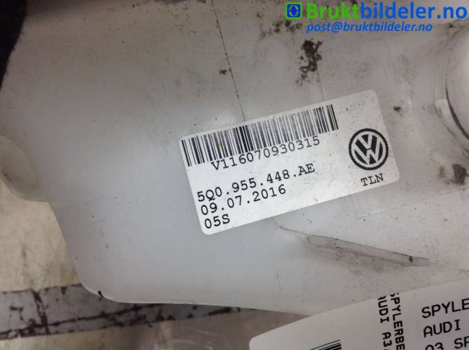 Spylertank til Audi A3 2016-2020 (Type III, Fase 2)  (AUDI|5Q0 955 448 AE|)
