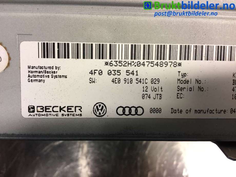 Bilstereo diverse til Audi A6 2005-2008 (Type III, Fase 1) (C6) (C6) (AUDI|4F0 035 541|)