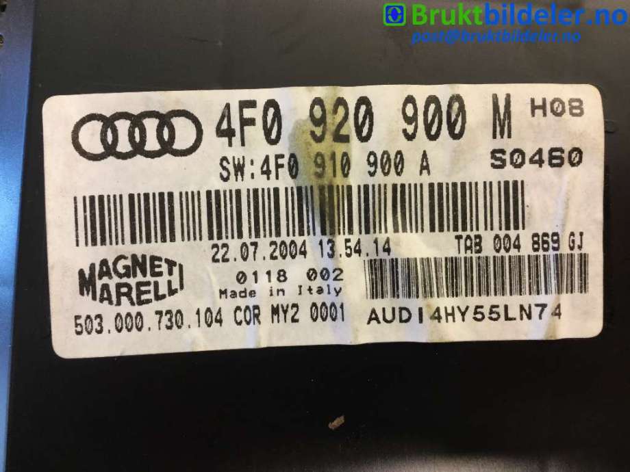 Instrumentpanel til Audi A6 2005-2008 (Type III, Fase 1) (C6) (C6) (AUDI|4F0 920 900 M|)