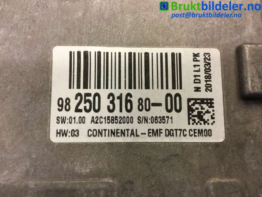 Instrument kjørecomputer til Peugeot Expert 2016-->> (Type III) (PEUGEOT|98 250 316 80|A2C15852000|98 075 397 ZD)