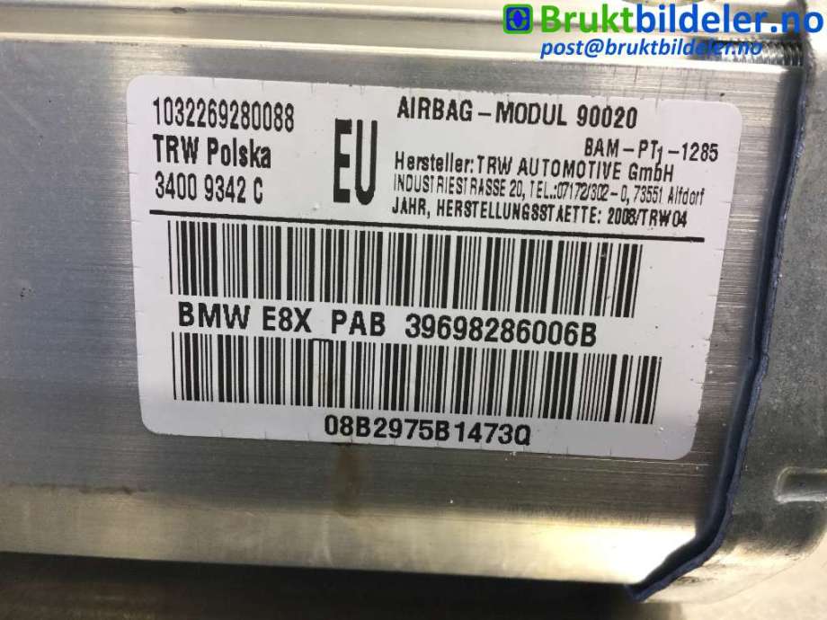 Airbag passasjer til BMW 1-Serie 2004-2011 (E81/E82/E87/E88) (E81/E82/E87/E88) (BMW|39698286006B|)