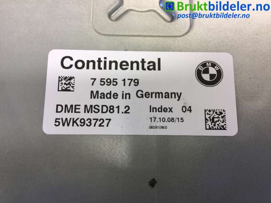 Styreenhet motor til BMW 1-Serie 2004-2011 (E81/E82/E87/E88) (E81/E82/E87/E88) (BMW|7 595 179|5WK93727|)