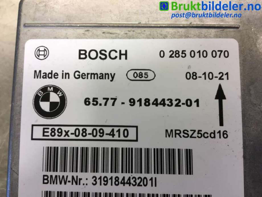 Airbag elektronikk til BMW 1-Serie 2004-2011 (E81/E82/E87/E88) (E81/E82/E87/E88) (BMW|65 77 9184432-01|0 285 010 070|)