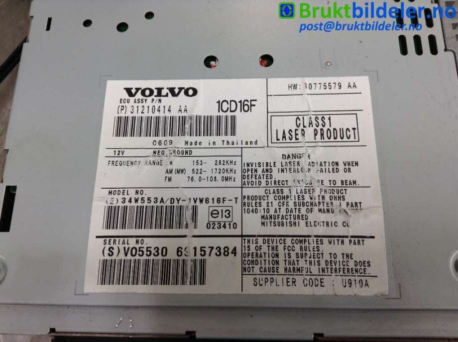 Bilstereo til Volvo V50 2004-2007 (Fase 1)  (VOLVO|31210414 AA|)