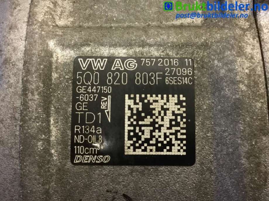 Aircondition kompressor til VW Transporter / Caravelle 2015-2019 (T6) (T6) (VOLKSWAGEN|5Q0 820 803 F|GE447150-6037|)