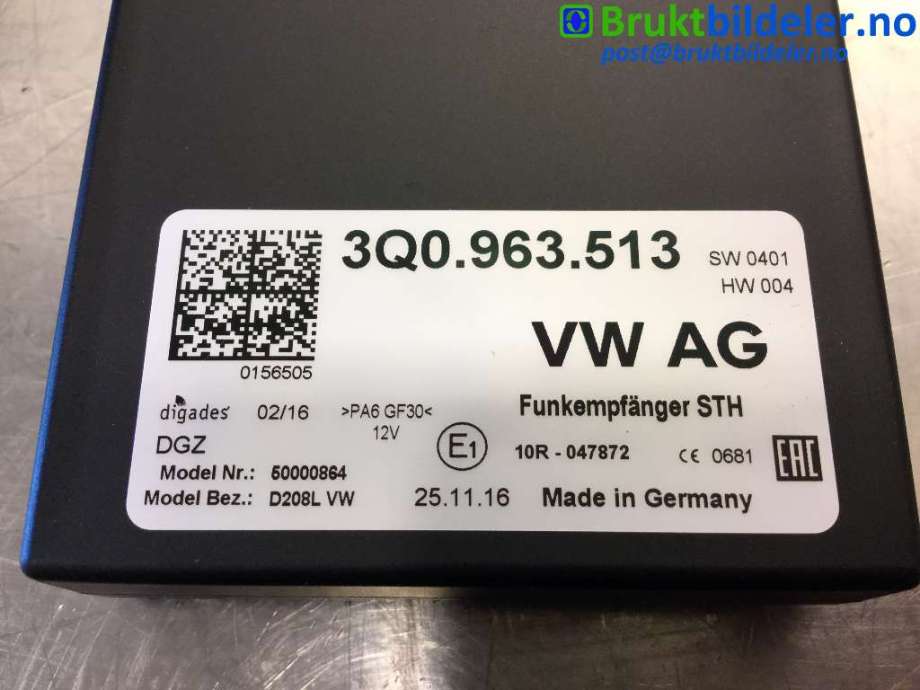 Styreenhet diverse til VW Transporter / Caravelle 2015-2019 (T6) (T6) (VOLKSWAGEN|3Q0 963 513|)