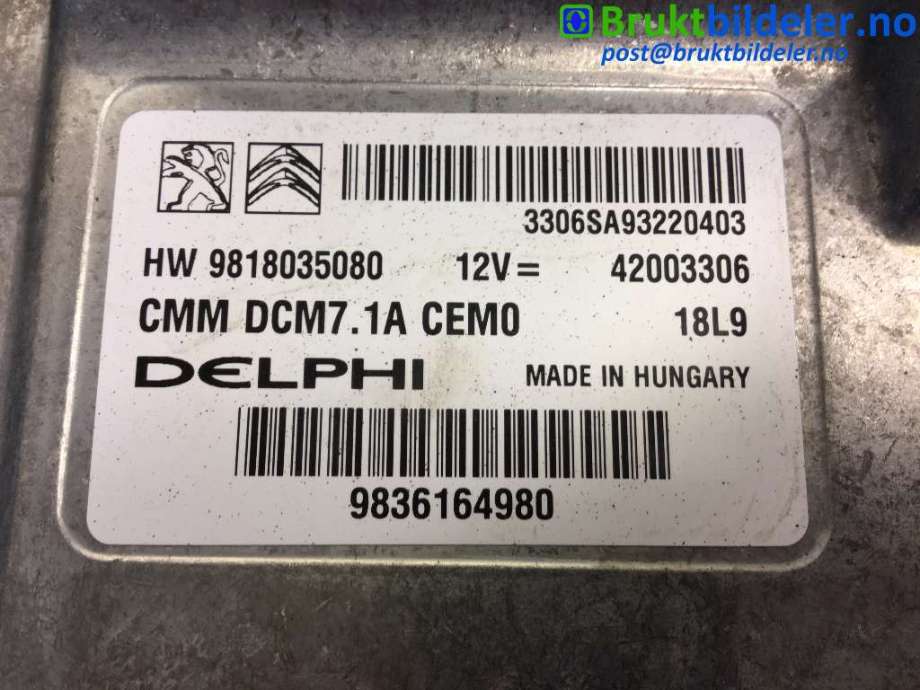 Styreenhet motor til Peugeot 5008 2017-->> (Type II)  (PEUGEOT|98 361 649 80|)