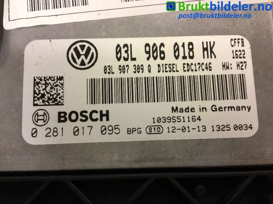 Styreenhet motor til VW Sharan 2010-->> (Type II) (VOLKSWAGEN|03L 906 018 HK|0 281 017 095|)