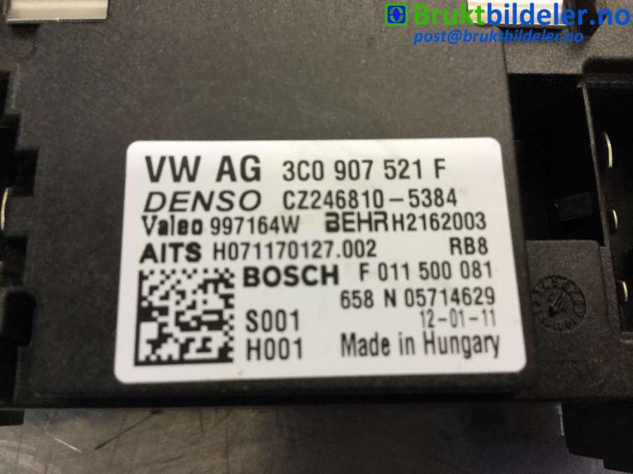 Varmeapparat motstand til VW Sharan 2010-->> (Type II)  (VOLKSWAGEN|3C0 907 521 F|F 011 500 081|CZ246810-5384)