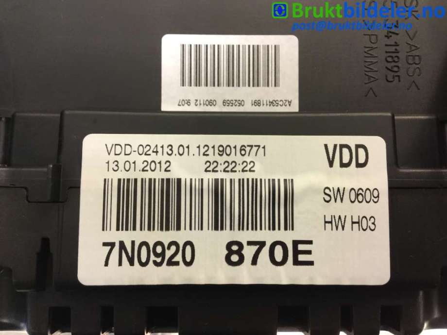 Instrumentpanel til VW Sharan 2010-->> (Type II)  (VOLKSWAGEN|7N0 920 870 E|A2C53411891|)