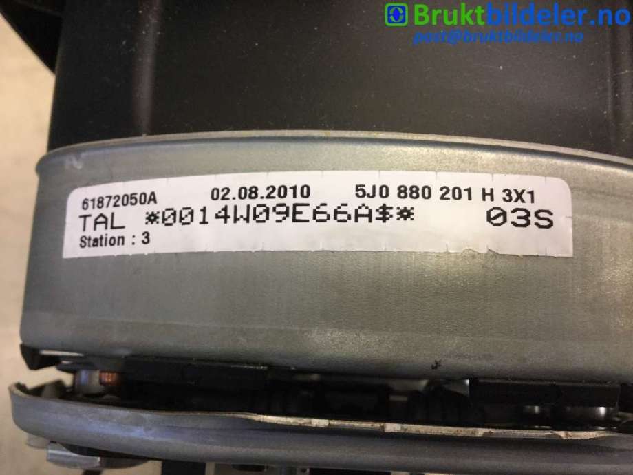 Airbag rattpute til Škoda Fabia 2010-2014 (Type II, Fase 2)  (SKODA|5J0 880 201 H|)