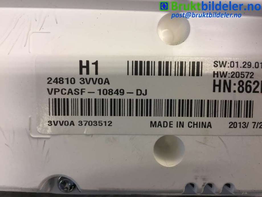 Instrumentpanel til Nissan Note 2013-2017 (Type II)  (NISSAN|248103VV0A|VPCASF-10849-DJ|)