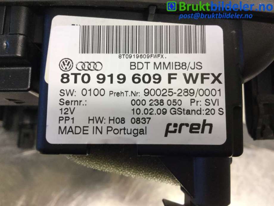 Bilstereo diverse til Audi A5 2007-2016 (Type I)  (AUDI|8T0 919 609 F|)
