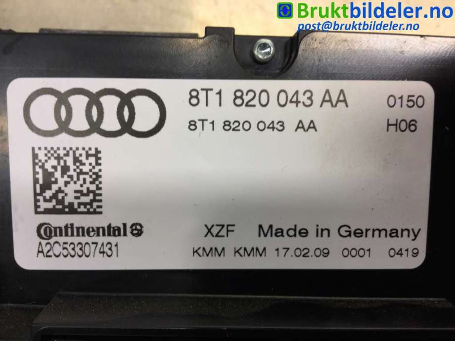 Varmeapparat betjening til Audi A5 2007-2016 (Type I)  (AUDI|8T1 820 043 AA|A2C53307431|)