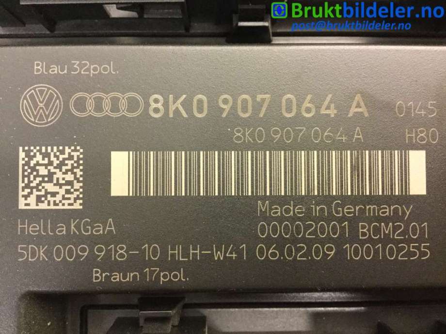 Styreenhet comfort (BCM) til Audi A5 2007-2016 (Type I) (AUDI|8K0 907 064 A|5DK 009 918-10|)