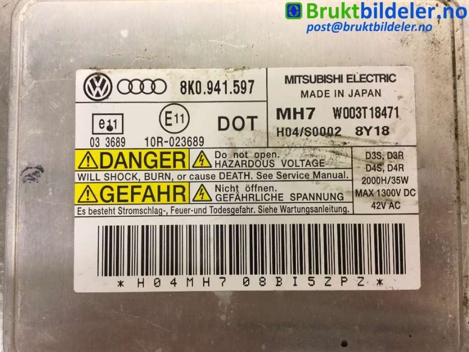 Styreenhet xenon/ballast til Audi A5 2007-2016 (Type I) (AUDI|8K0 941 597|W003T18471|)
