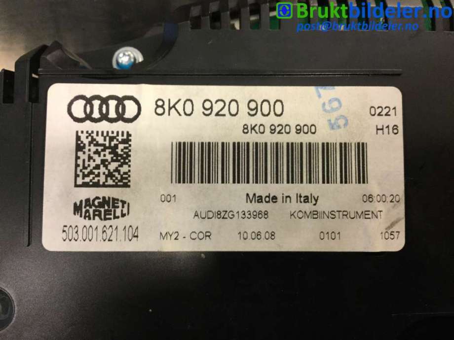 Instrumentpanel til Audi A4 2007-2014 (Type IV) (B8) (B8) (AUDI|8K0 920 900|503 001 621 104|)