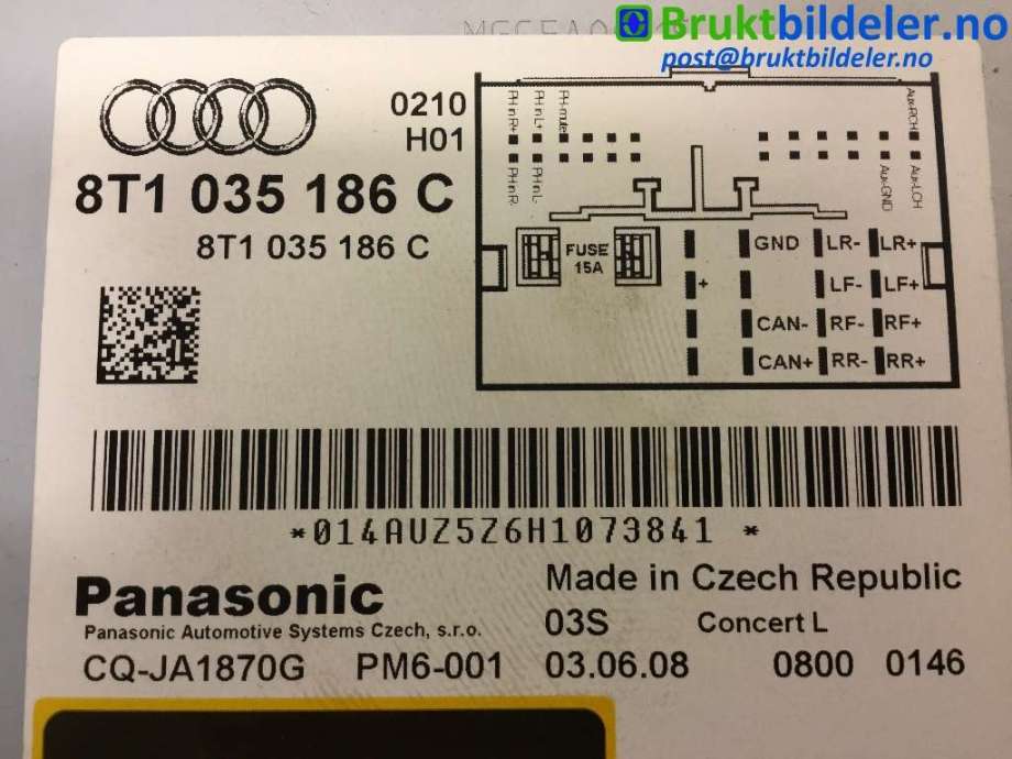 Bilstereo til Audi A4 2007-2014 (Type IV) (B8) (B8) (AUDI|8T1 035 186 C|CQ-JA1870G|)