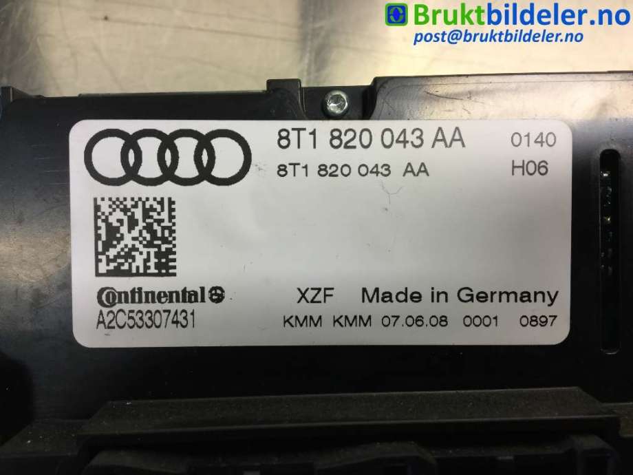 Varmeapparat betjening til Audi A4 2007-2014 (Type IV) (B8) (B8) (AUDI|8T1 820 043 AA|A2C53307431|)