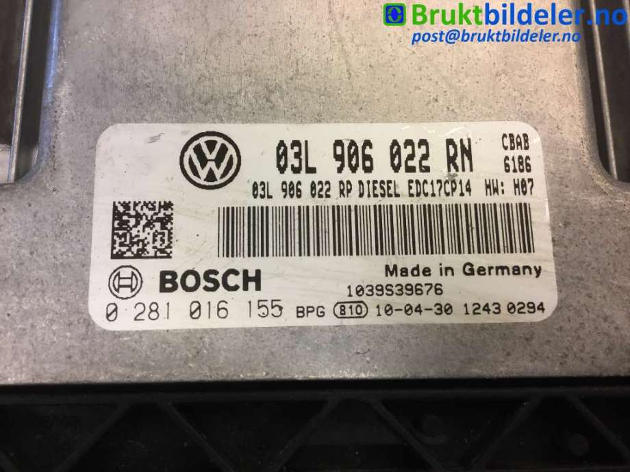 Styreenhet motor til VW Tiguan 2007-2011 (Type I, Fase 1)  (VOLKSWAGEN|03L 906 022 RN|0 281 016 155|)