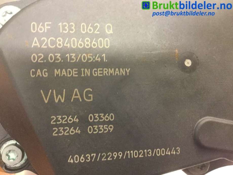 Spjeldhus til Audi A5 2007-2016 (Type I)  (AUDI|06F 133 062 Q|A2C84068600|)