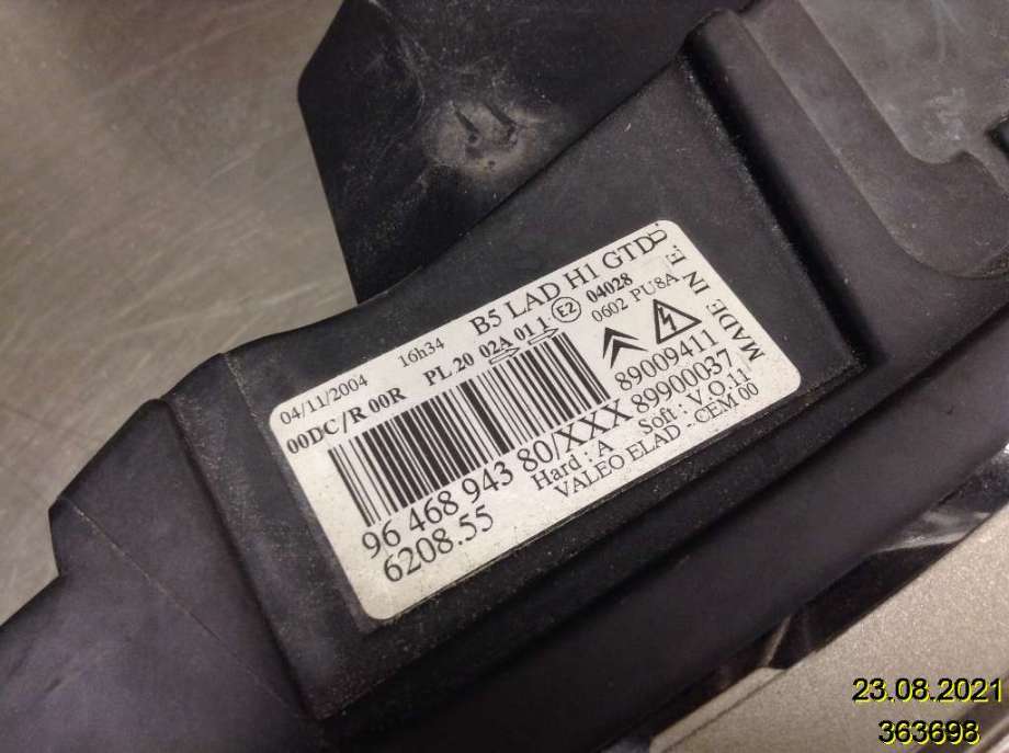 Frontlykt venstre xenon til Citroën C4 2004-2011 (Type I)  (CITROEN|9646894380|89009411|)