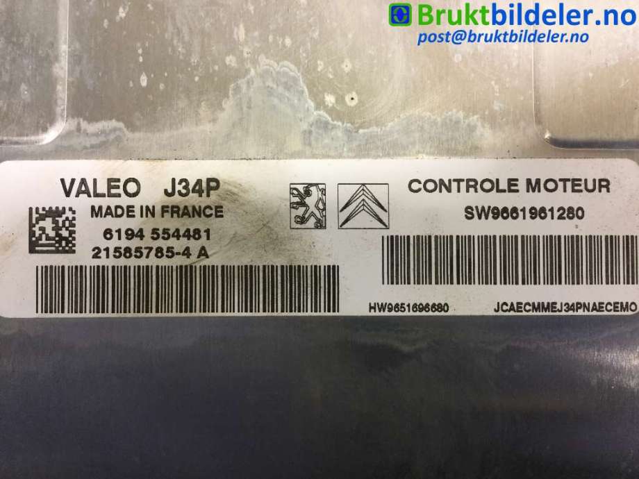 Styreenhet motor til Citroën C3 2002-2009 (Type I)  (CITROEN|96 619 612 80|21585785-4 A|)