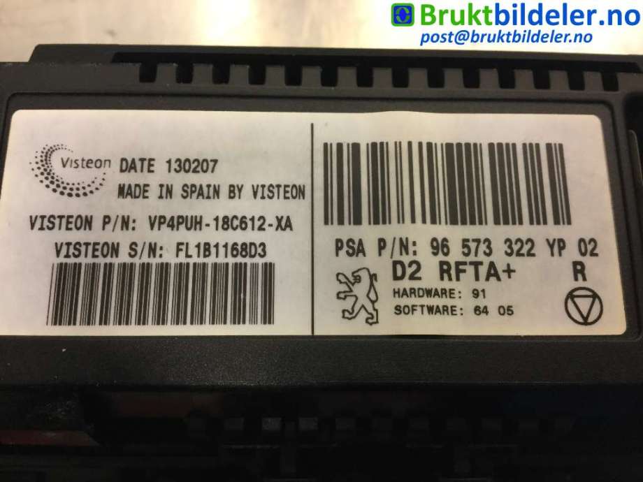 Varmeapparat betjening til Peugeot 407 2004-2010 (PEUGEOT|96 573 322 YP|VP4PUH-18C612-XA|)